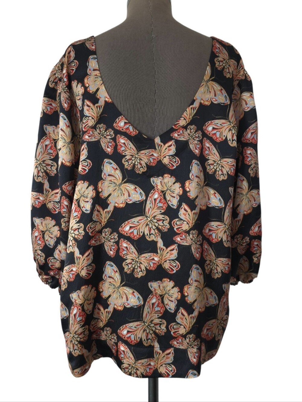 NWT Johnny Was Akil Flowy Butterfly Silk  Blouse/ Top  XL